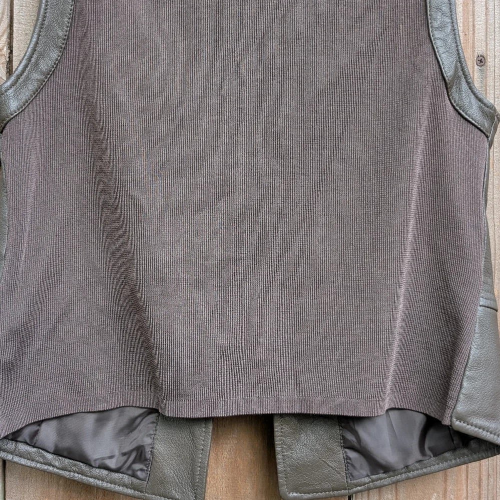 Nygard Collection Brown Leather Steampunk Style Vest Hook Closure Button Detail - Picture 12 of 14